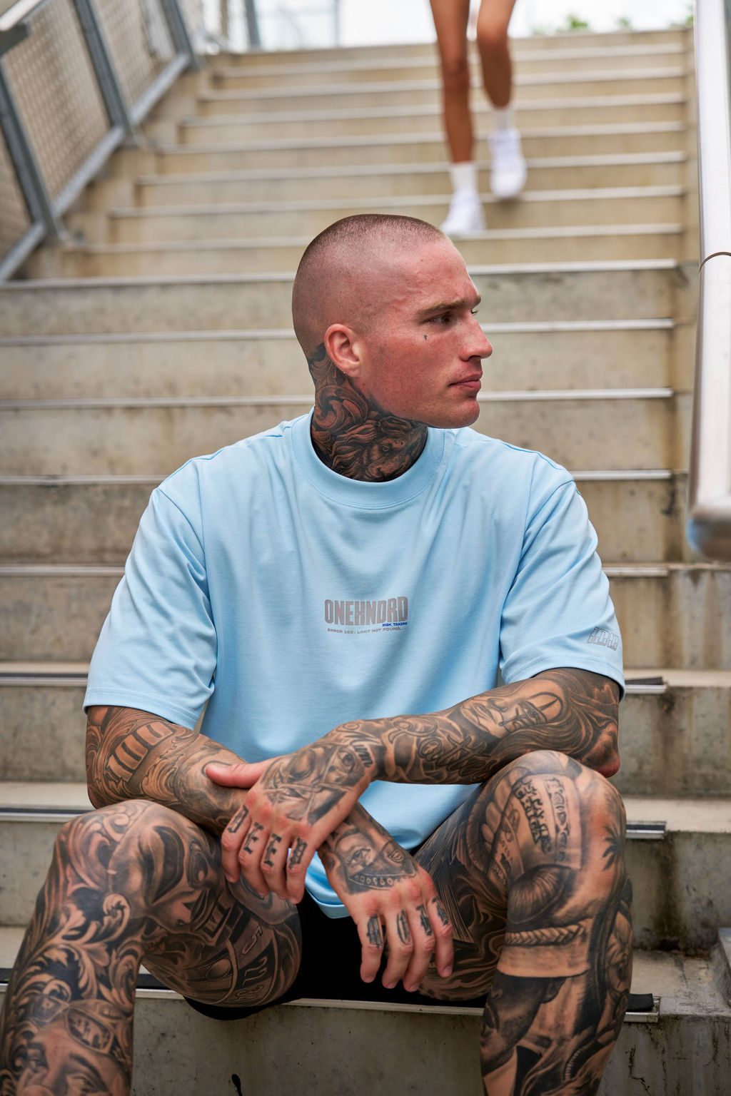 ONEHNDRD Risk Takers oversized tee sky blue unisex
