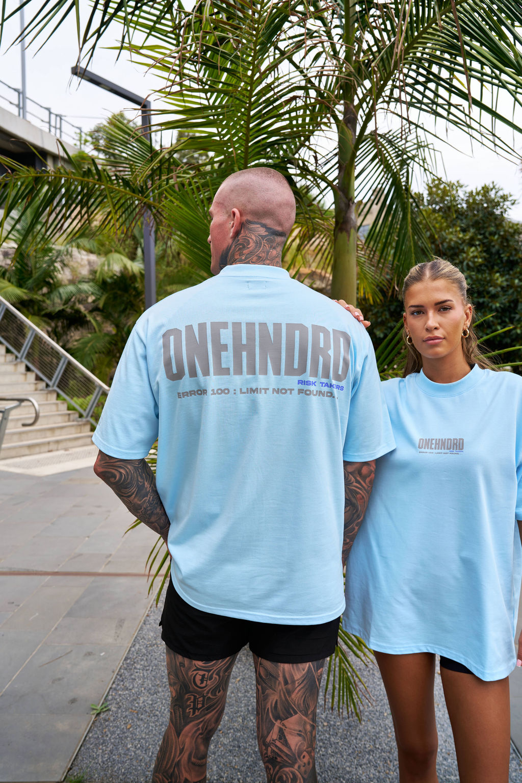 ONEHNDRD Risk Takers oversized tee sky blue unisex