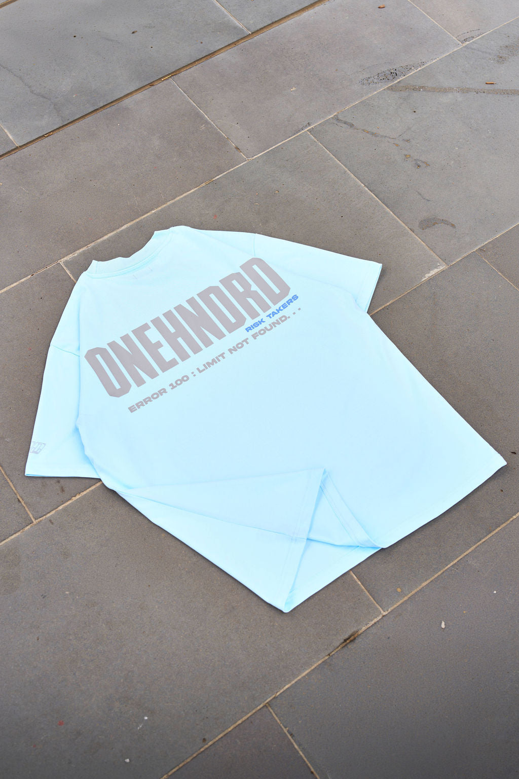 ONEHNDRD Risk Takers oversized tee sky blue unisex