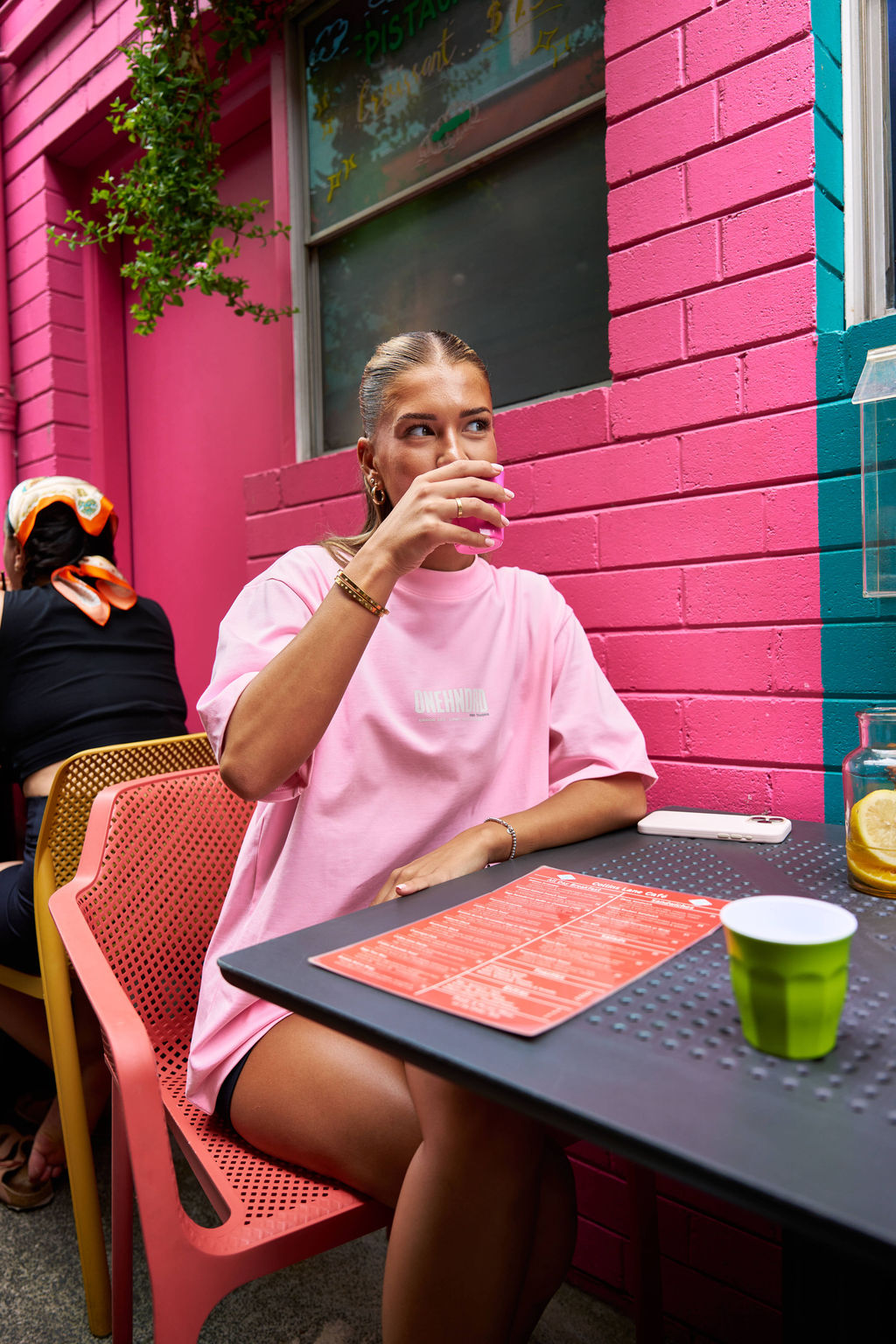 ONEHNDRD Risk Takers oversized tee dust pink unisex