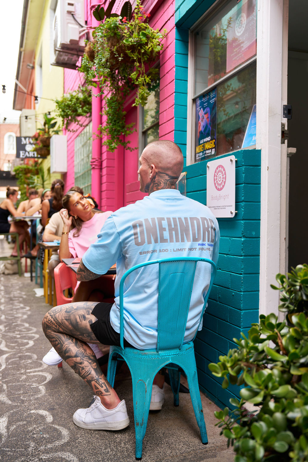 ONEHNDRD Risk Takers oversized tee sky blue unisex